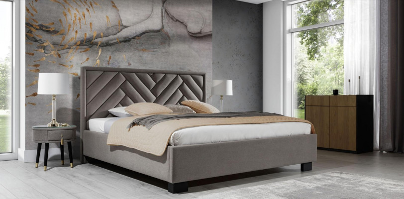 Slaapkamer Set Grijs Bed Hout 2x Nachtkastjes Elegant Modern Mooi Nieuw 3-delig.