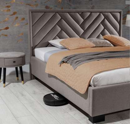 Slaapkamer Set Grijs Bed Hout 2x Nachtkastjes Elegant Modern Mooi Nieuw 3-delig.
