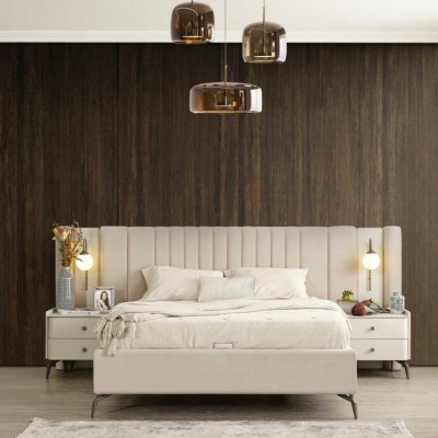 Luxe slaapkamer bed en 2x nachtkastjes 3-delige set ontwerp meubels