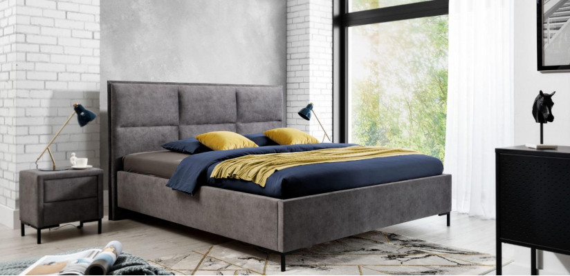 Slaapkamerset Grijs Bed Elegant 2x Nachtkastjes Compleet Set Mooi 3-delig.