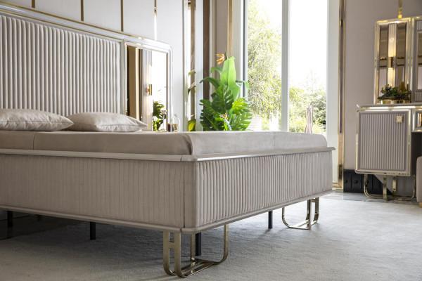 Bed Mooi Wit Ontwerp Modern Tweepersoonsbed Slaapkamer Elegant Meubilair Nieuw