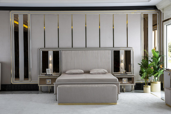Bed Mooi Wit Ontwerp Modern Tweepersoonsbed Slaapkamer Elegant Meubilair Nieuw