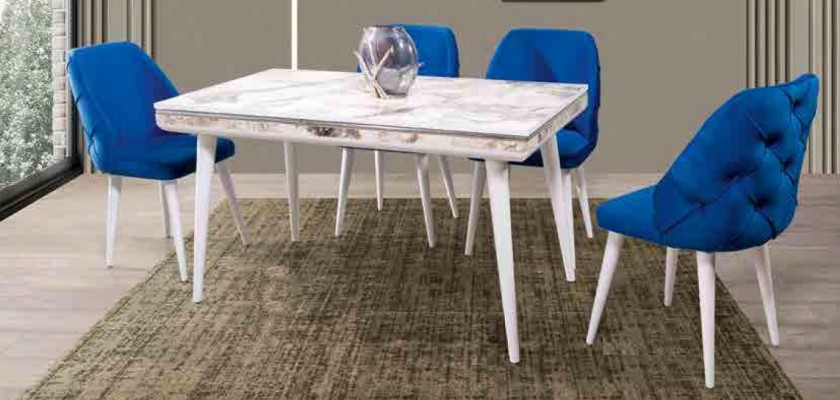 Eetkamermeubilair 4x stoelen Luxe Designer Inrichting Blauw