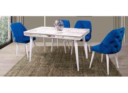 Eetkamermeubilair 4x stoelen Luxe Designer Inrichting Blauw