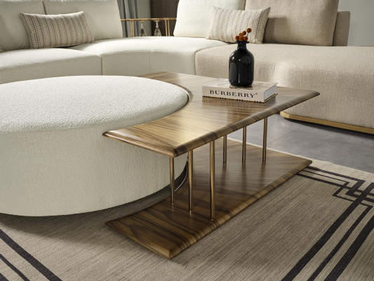 Salontafel Tafel Bijzettafel Woonkamer Modern Wit Rond Stof Hout