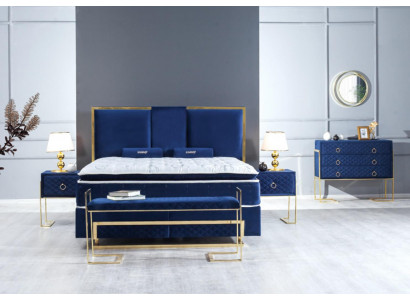 Bed Blauw Metaal Meubel Ontwerp Elegant Slaapkamer Meubels Luxe Modern Nieuw
