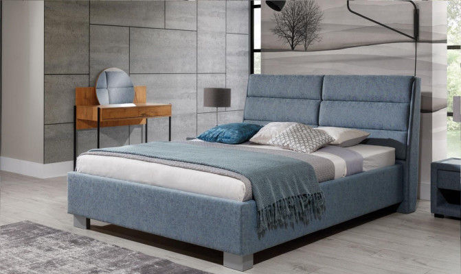 Slaapkamer Set Blauw Bed Mooi 2x Nachtkastjes Compleet Set Luxe Nieuw 3-delig.