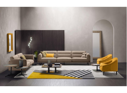 Complete bankstelbank Beige bankstelbank Sofa 4+3 zitgroep leer