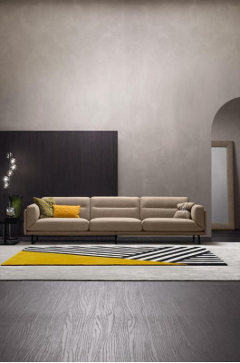 Complete bankstelbank Beige bankstelbank Sofa 4+3 zitgroep leer