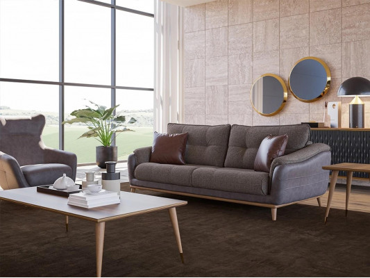 Sofa set 3-delig Fauteuil Modern 2x Bank Bank Driezitter Gestoffeerde meubels Woonkamer
