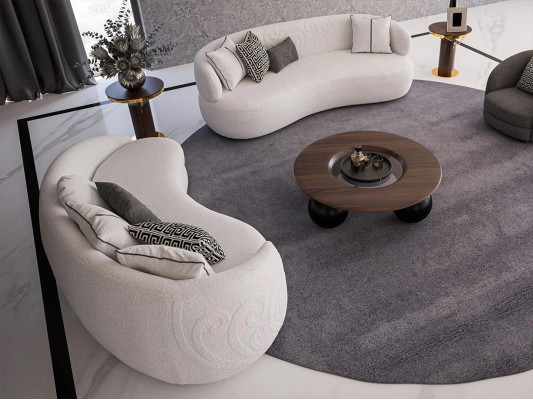 Volledige 6-delige bankstel 2x driezits bank designer fauteuil houten salontafel
