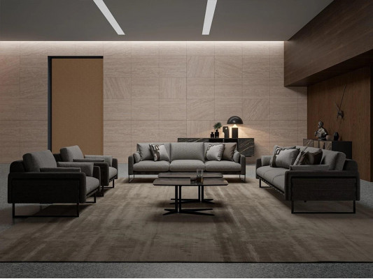 Luxe bankstel 2x driepersoonsbank woonkamer 2x fauteuil hout 2x salontafel