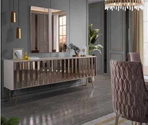 Designer Braun eetkamerset eetkamerset eettafel 4x stoelen 7-delig nieuw