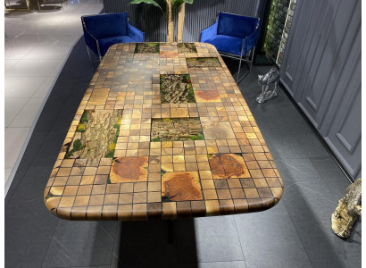 Eettafel epoxyhars eettafel mozaïek tafel 90 cm hout bruin nieuw