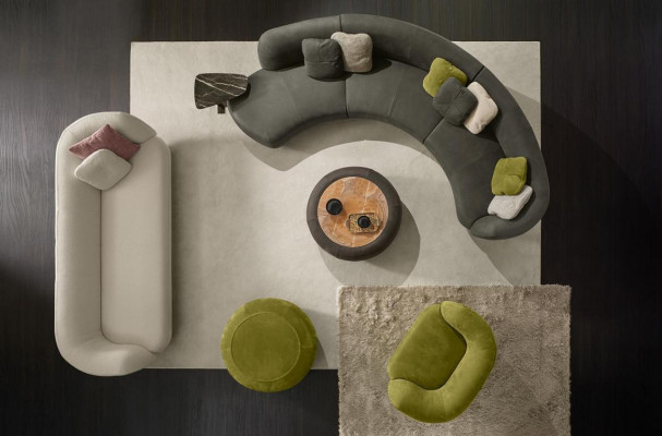 Textiel bankstel 3-zits stoffen leder modern relax zit luxe meubels hoekbank rond
