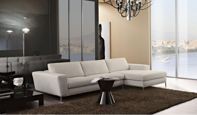 Textiel Luxe hoekbank L-vorm gestoffeerd Modern Wit Zitmeubels Woonkamer Hoek Nieuw