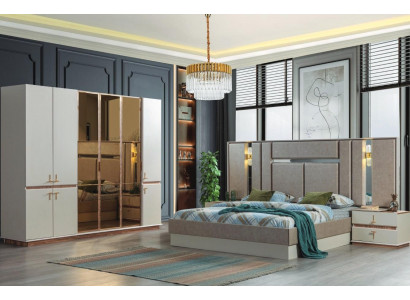 Ontwerpersbed Houten kledingkast Luxe nachtkastjes Slaapkamer set