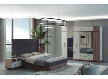 Moderne slaapkamer meubels Luxe tweepersoonsbed 2x nachtkastjes kledingkast