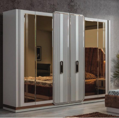 Witte slaapkamer kledingkast glazen kast houten kast Moderne meubels