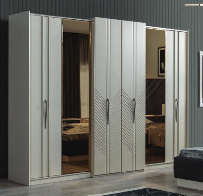 Witte moderne kledingkast Slaapkamer 4-deurs houten kast Nieuw