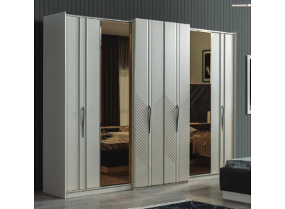 Witte moderne kledingkast Slaapkamer 4-deurs houten kast Nieuw