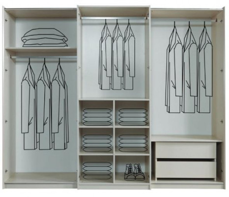 Witte moderne kledingkast Slaapkamer 4-deurs houten kast Nieuw