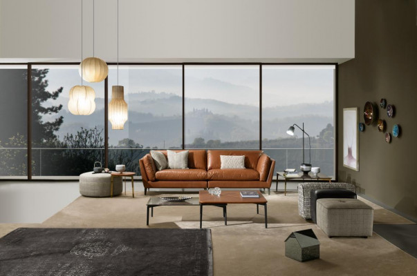 Bankstel 3-zits Bruin Luxe Design Meubels Woonkamer Meubels Leder Prianera Stijl Nieuw