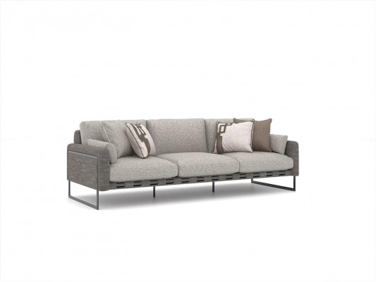 Woonkamer Luxe Grijs Driepersoons Bank Modern Textiel Ontwerp
