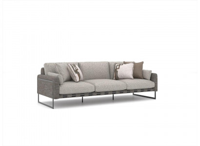 Woonkamer Luxe Grijs Driepersoons Bank Modern Textiel Ontwerp