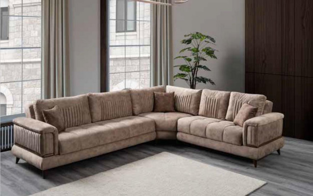 Modern hoekbank van textielmeubilair Comfortabele L-vormige bank in beige kleur nieuw