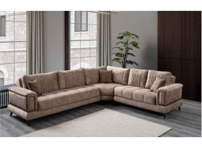 Modern hoekbank van textielmeubilair Comfortabele L-vormige bank in beige kleur nieuw