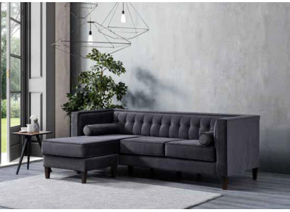 Moderne grijze driezitsbank luxe bank zitmeubel houten frame bekleding