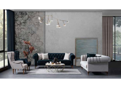 Donkergroene woonkamer luxe bank Moderne bank Houten frame Zitmeubel