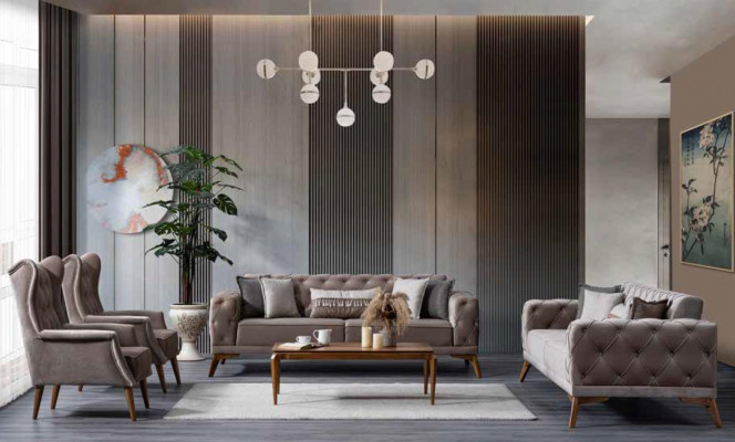 Bank 3-zits grijs vrijetijd gestoffeerd voor woonkamer Comfortabele bank Modern NIEUW