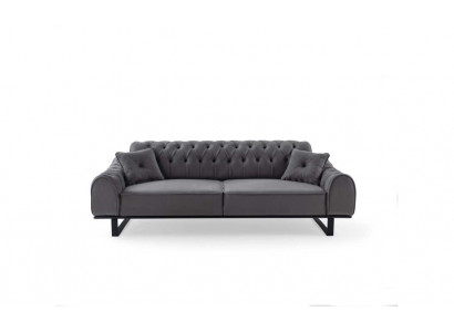 Grijze Chesterfield 3-zitsbank met luxe driepersoons designer woonkamerbank.