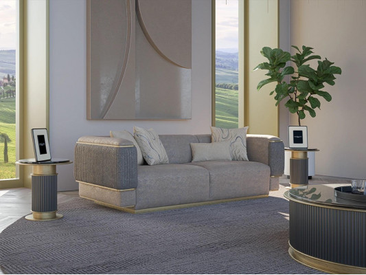 Grijs driezitsbank Luxe Design gestoffeerde meubels Moderne woonkamerbanken Bank