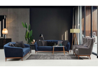 Chesterfield set Bankstel Luxe bankstel 4+3+1 zits groep Stof