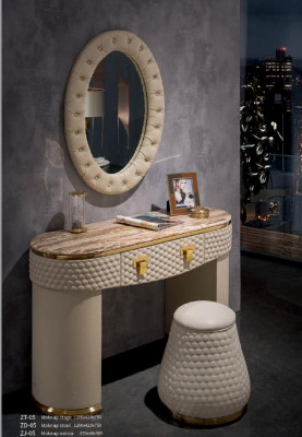 Toilettafel Kaptafel Make-uptafel Commode met spiegel Planken Console Nieuw