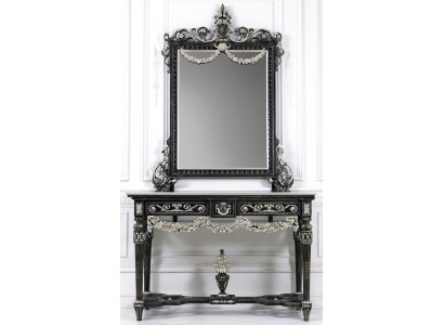 Klassieke spiegel kaptafel console tafel wit hout slaapkamer meubels 2-delig