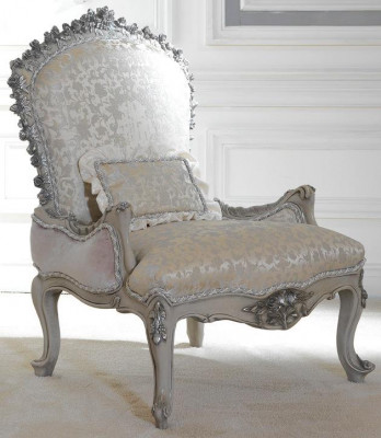 Luxe fauteuil gestoffeerde troon barok rococo echt hout Italiaanse meubels éénzits