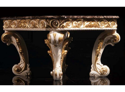Salontafel met marmeren ronde tafel, antieke bijzettafel, barok en rococo, Italiaans.