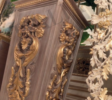 Vazen Bloemenstandaard Vaas Standbeeld Massief Hout Barok Rococo Italiaans Design