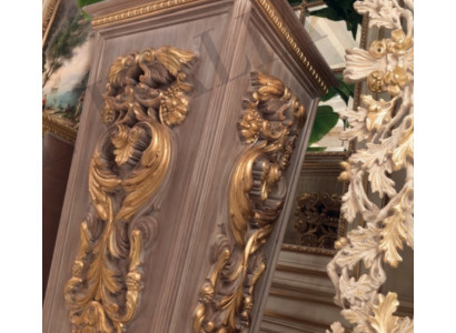Vazen Bloemenstandaard Vaas Standbeeld Massief Hout Barok Rococo Italiaans Design