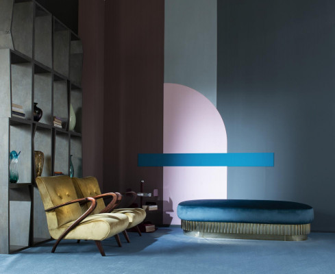 Fauteuil Woonkamer Bank Bank Stoel Bekleding Italiaanse meubels Fluweel Ontwerp