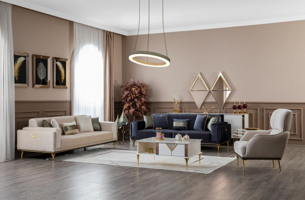 Sofaset 31 set tv-standaard textiel bekleding meubels luxe bankstel 5-delig