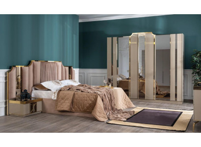 Luxe complete slaapkamerset - bed, 2 nachtkastjes, kledingkast, 4-delig.