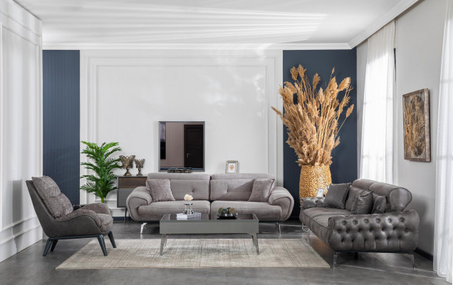 Sofa set 3-zits salontafel meubels luxe ontwerp Chesterfield woonkamer