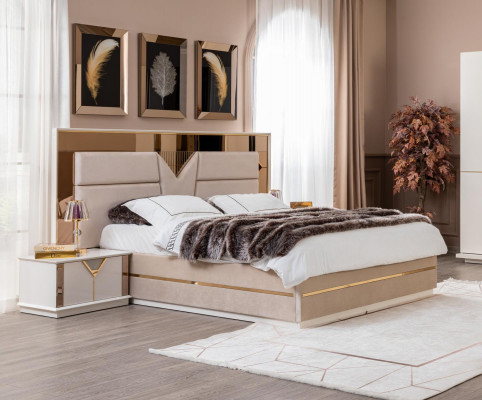 Nachtkastje Slaapkamer Luxe Meubels Hout Beige Stijl Modern Nachtkastjes