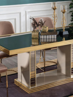 Eetkamer set tafel 6x stoelen 8-delig. Stijl Moderne nieuwe luxe