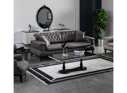 Woonkamer bank 3-zits banktafel luxe kunstleer nieuw grijs Stijl Modern  Woonkamerbank 3-zits banktafel luxe kunstleer nieuw grijs Moderne stijl